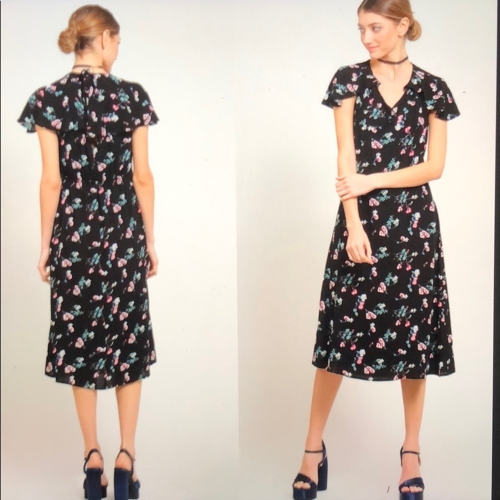 black short sleeve floral print dress - Picture 1 of 6